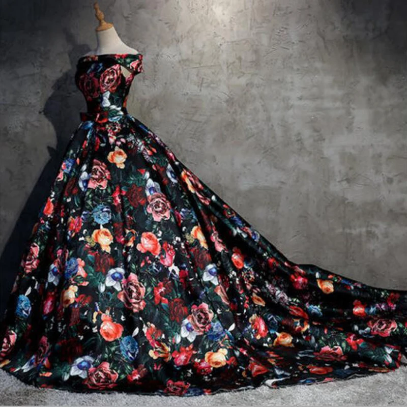 Evening Dress Long Flower Print Formal Dress Elegant Woman Occasion Party Dresses Evening Gown Robe De Soiree