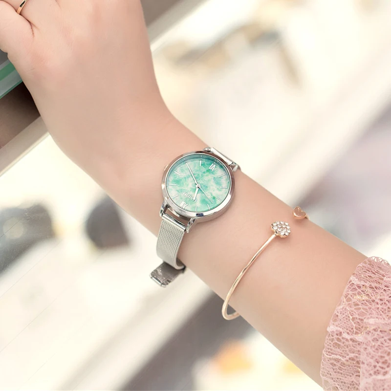 

Luxury Ladies Fresh Quartz Watches Women's Steel Band Wristwatch Female Casual Clock silver dress clock hours Reloje drop shop