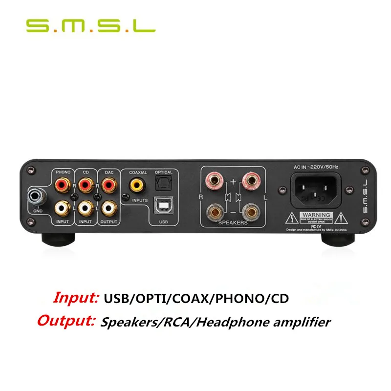 SMSL A6 AK4452 50Wx2 DSD512 цифровой декодер HIFI аудио усилитель мощности оптический/коаксиальный/XMOS/USB ЦАП 384 кГц/32 бит мощность Льда 50ASX2