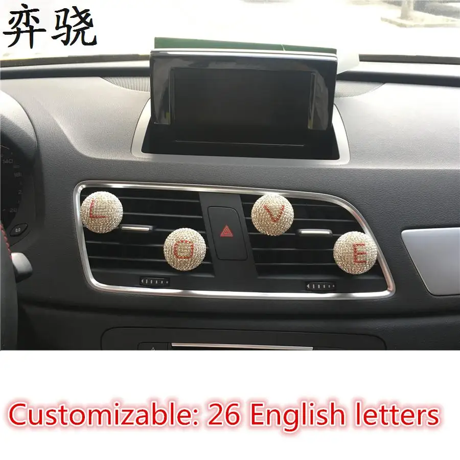 

Beautiful white Lady Decorative perfume Clip car air freshener Rhinestone car Perfume English alphabet combination styling