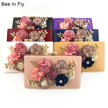 

Bee In Fly Women Fashion Stereo Flowers Shoulder Bag Ladies Vintage Tote Bag Purse Chain Handbag Messenger Bag Clutch Bag