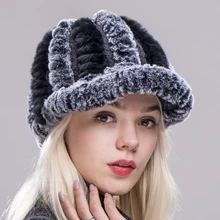 ZDFURS* натуральный мех кролика рекс солнцезащитный козырек Кепка Ангорский Мех теплая зимняя шапка Толстая шерстяная шапка