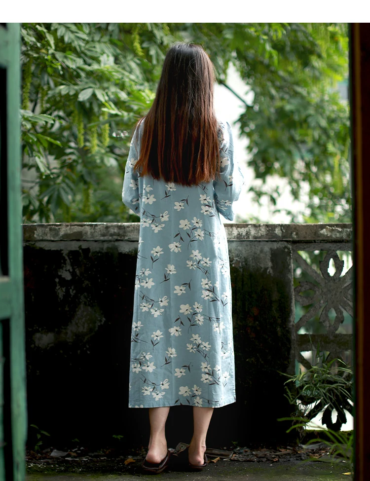 LZJN, летнее женское платье с цветочным рисунком, китайское традиционное платье, короткий рукав, воротник-стойка, винтажное платье, Femme Qi Pao