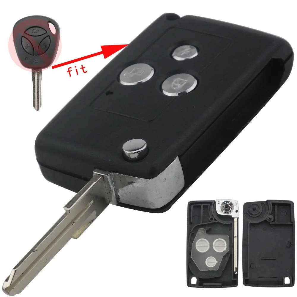 

3pcs Remote Auto Car Key Shell Replacement For LADA Kalina Granta Modified Key Blank Case Cover FOB Refit 3 Buttons Flip Folding