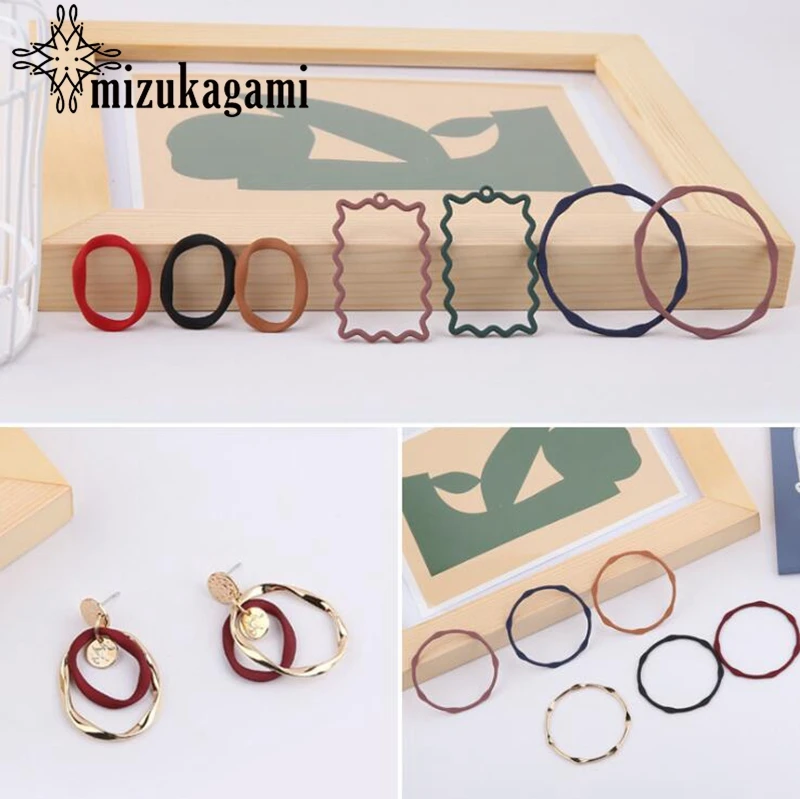 

Irregular Hollow Rectangular Ellipse 10pcs/lot Rubber Color Charms For DIY Fashion Drop Earrings Jewelry Accessories