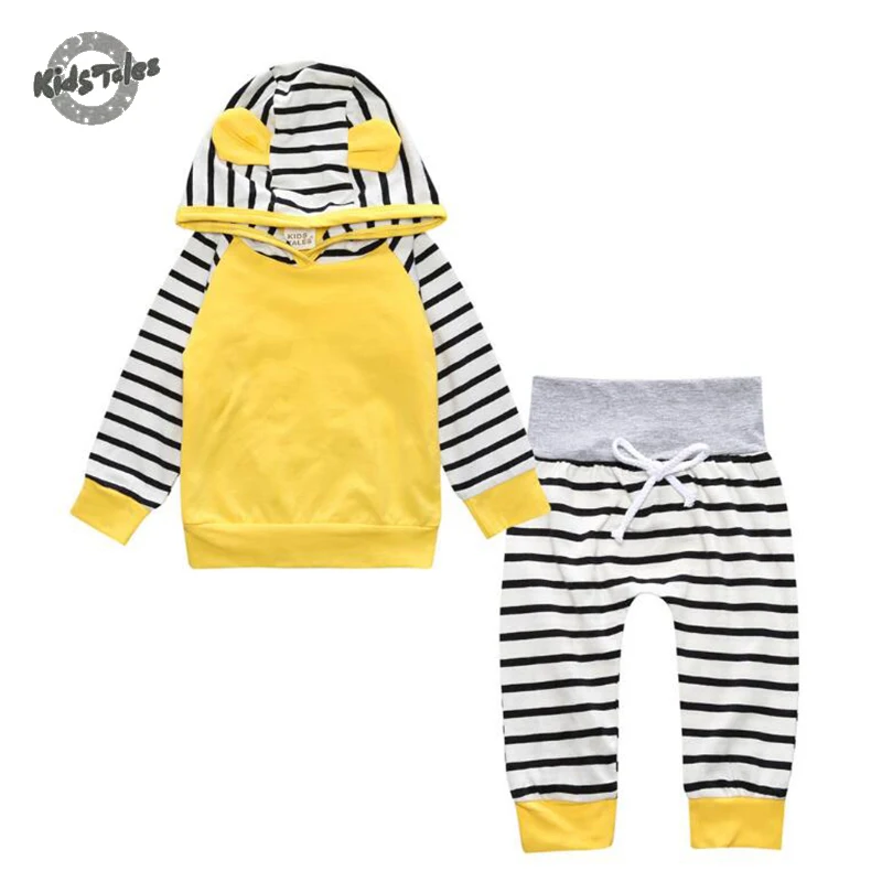 

Kids Tales Newborn Baby Girls Clothes 4 Colors Hoodie Tops T-shirt+Cotton Pants 2pcs Suit Newborn Baby Boys Girls Clothing Sets
