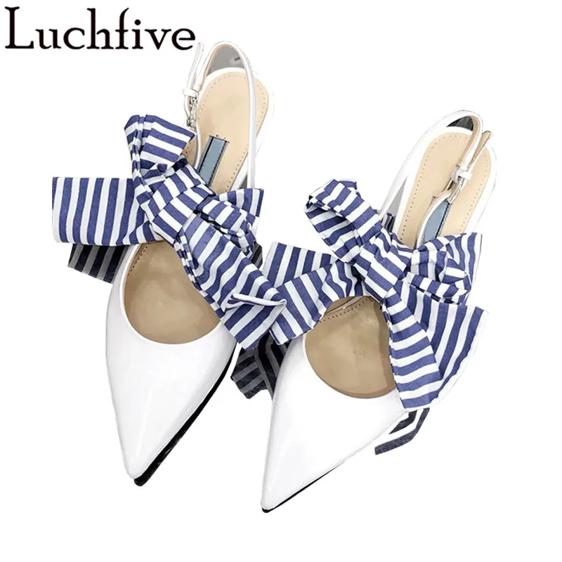 

Dot Trellis Pure Band Butterfly-Knot Pumps Woman Slingback Elegant Kitten Heels Casual Lace-up Band Party Shoes Woman Sandals