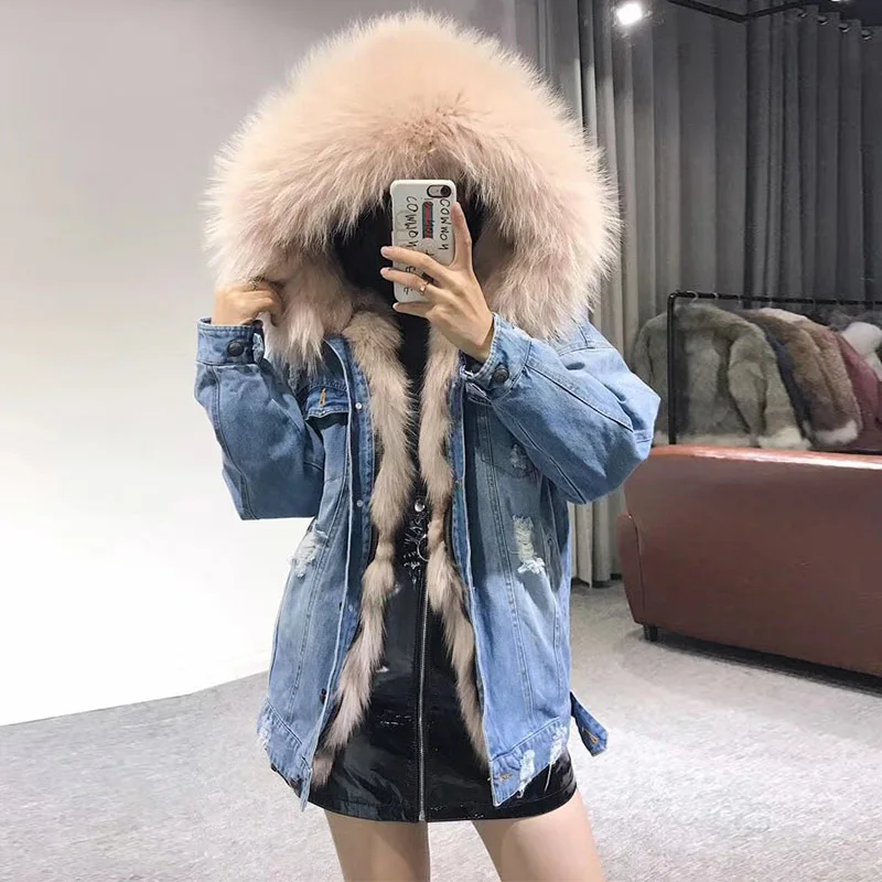 FURSARCAR New Winter Parka For Women Real Fur Jacket Warm Luxury Parkas Coat With Fur Hood Natural Fox Fur Liling Parka