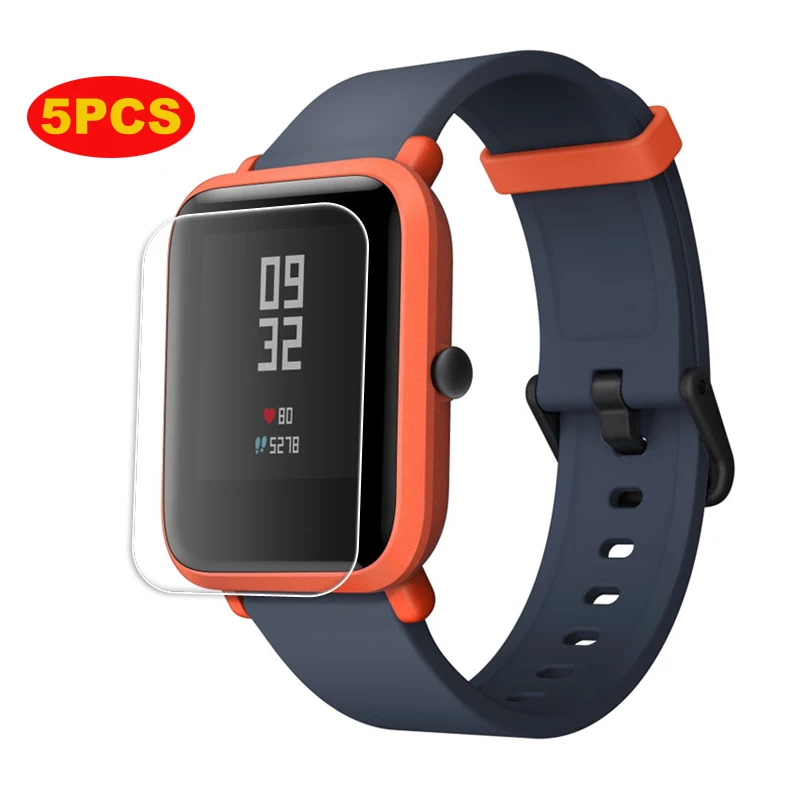 Amazfeel 5 шт. для Amazfit bip защитная пленка прозрачная для xiaomi huami amazfit bip защитная пленка не закаленное стекло