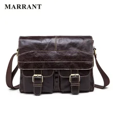 MARRANT Vintage 100% Genuine Leather Men’s Messenger Bags Casual Shoulder Bag Luxury Chocolate Crossbody Bags Men’s Travel Bags