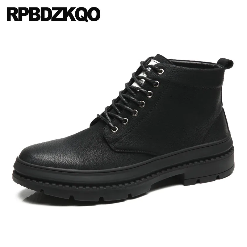 

thick soled casual lace up military short male waterproof army designer high sole shoes men fall black boots non slip booties