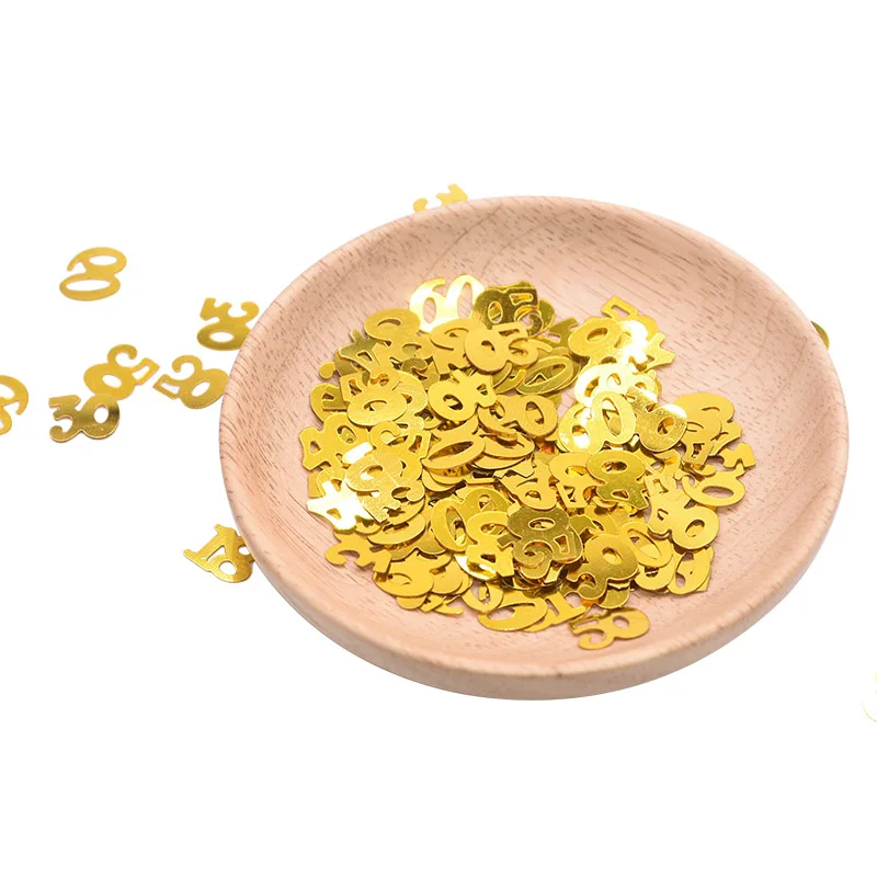 15g/bag Gold Digitals 18 30 40 50 60 Confetti for Happy Birthday Party Number Table Confetti Decoration Sprinkle Party Supplies7