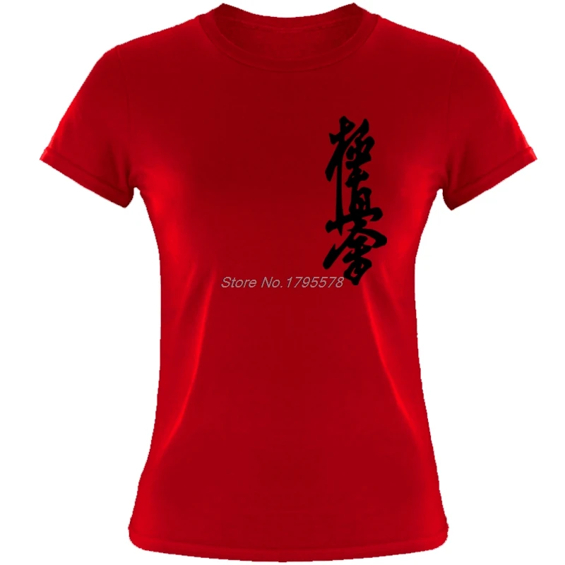 Свободные черные женские футболки, футболки Kyokushin Karate Masutatsu Oyama Karate Japan-Custom Girl, футболки, футболки с принтом, топы - Цвет: Red