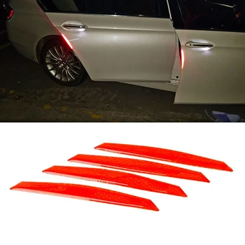 

4Pcs/set Reflective Warning Strip Tape Car Bumper Door Sticker Safety Reflective Strips Decals For Car Styling
