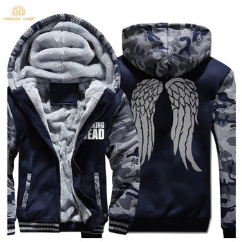 

The Walking Dead Hip Hop Hoodies Mens 2019 Winter Fleece High Quality Sweatshirts Men Zipper Hooded Men Jacket Brand Hoody M-4XL