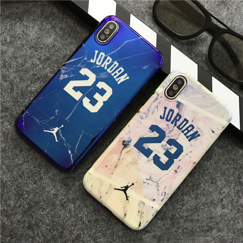 

Trend Blu-ray Jordan 23 mirror marble soft silicon cover case for iphone 6 6S plus 7 7plus 8 8plus X 10 jump man phone cases