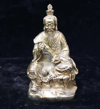

7" Brass Taoism Ru Yi Laotse Immortal God Taishang Laojun Statue
