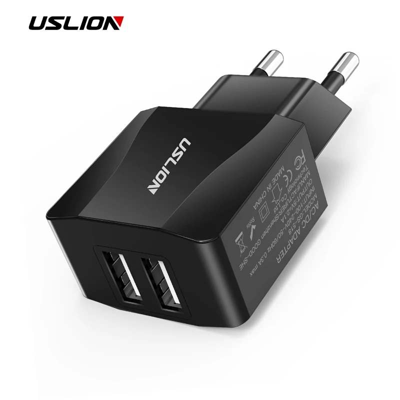 Зарядное устройство USLION Dual USB зарядное для мобильного телефона EU путешествий