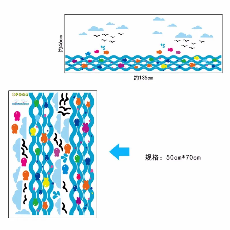 Zs наклейка водостойкая Наклейка на стену детская домашний декор Фреска ванная комната рыба детская комната