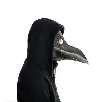 

Plague Doctors Mask PU Leather Clear Resin Lenses Beaked Face Masks for Halloween Steampunk Costume Party Caribbean Masks