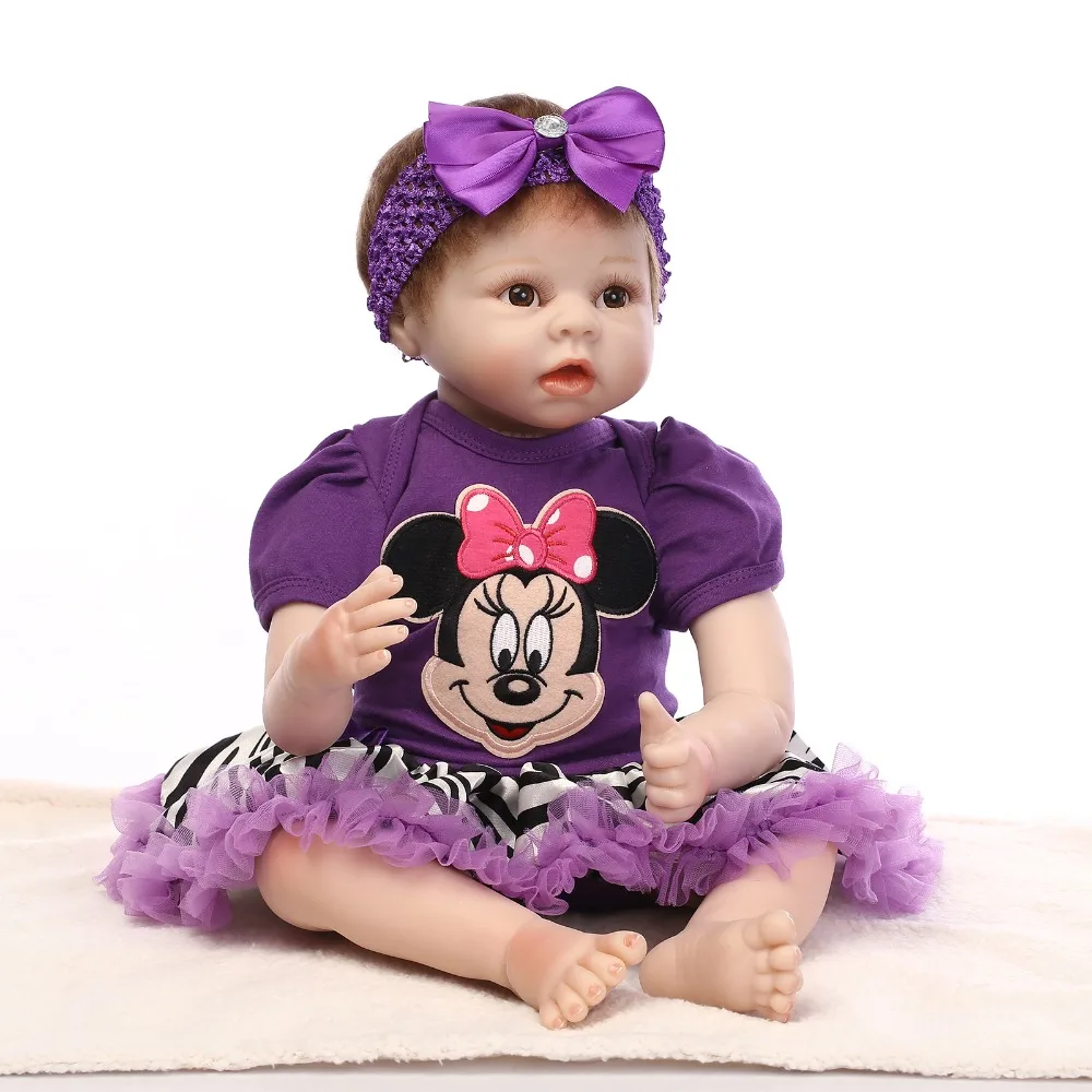 NPK 55cm Doll Silicone Reborn Handmade Realistic Baby Dolls 22 Inch Bebe Vinyl Reborn Babies