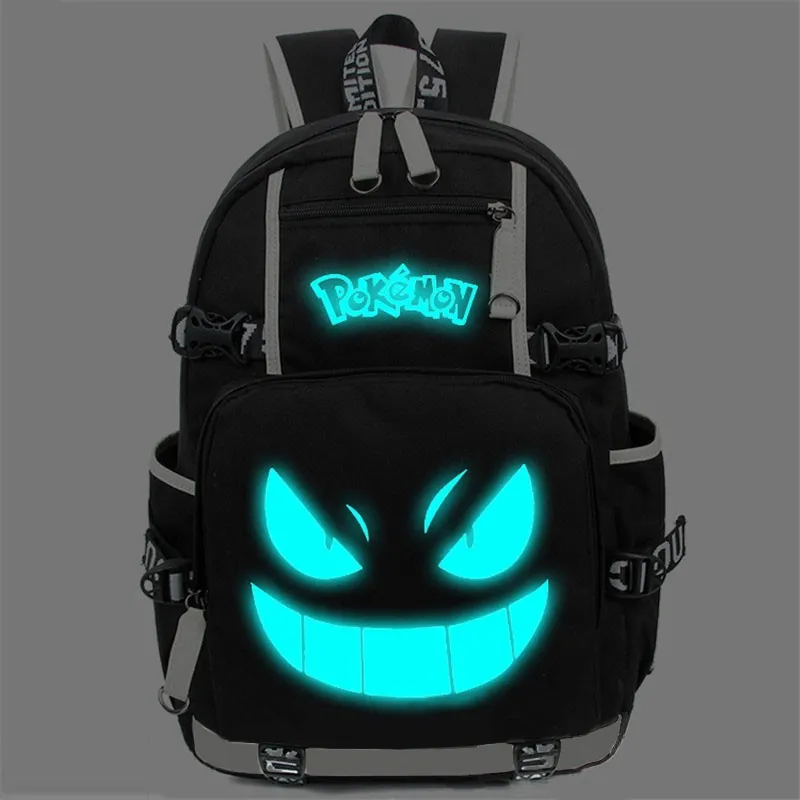 Аниме Светящийся рюкзак с принтом Покемон генгар рюкзаки для косплея школьные сумки для подростков девочек мальчиков Mochila Feminina