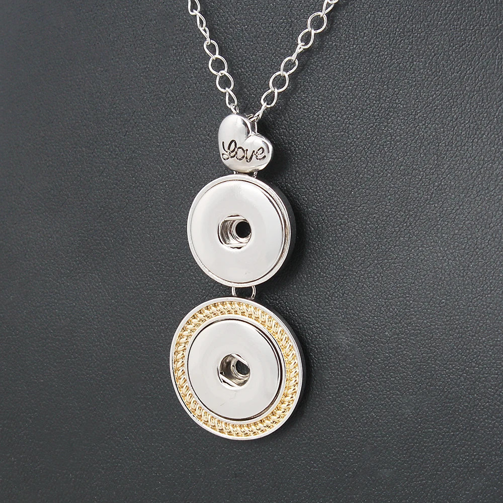 Fashion Jewelry Xinnver Snap Necklace 55CM Link Chain Love Pendant Necklaces Fit DIY 18MM Snap