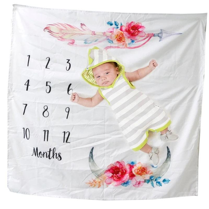 

Infant Baby Milestone Blanket Photography Prop Blankets Letter Backdrop Cloth