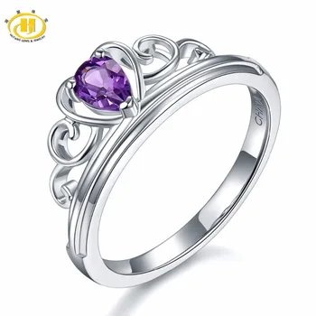 

Hutang Engagement Rings Natural Gemstone African Amethyst Solid 925 Sterling Silver Heart Fine Fashion Jewelry For Women Gift