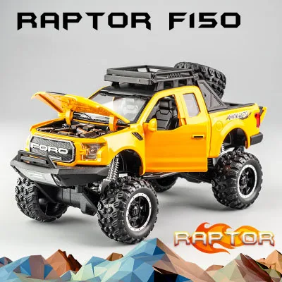 KIDAMI 1:32 Ford Raptor F150 Big Wheel MINIAUTO литая под давлением Модель автомобиля игрушки для детских подарков машинки - Цвет: Big wheel Yellow