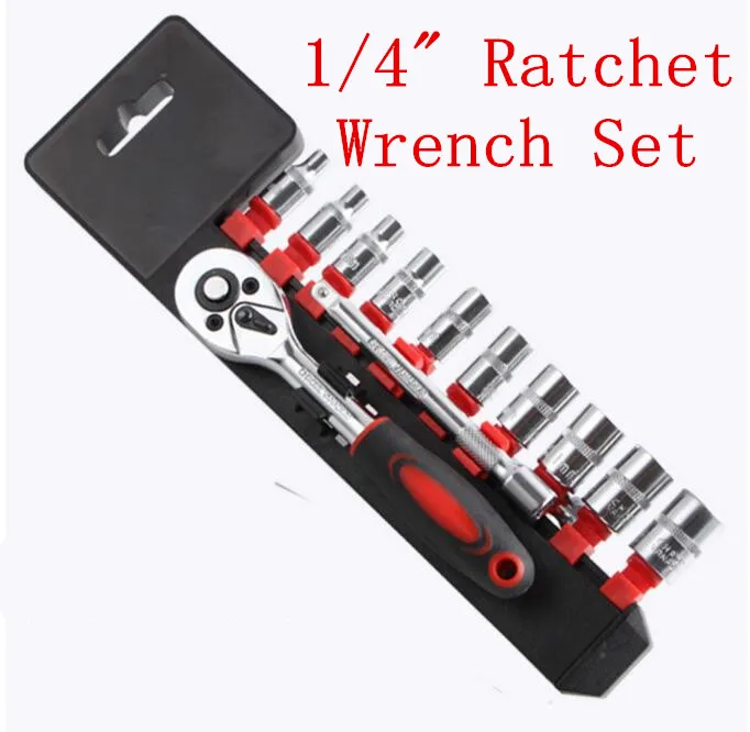 12Pcs/Set 6.3mm Socket Wrench Set 1/4" Ratchet Wrench Set 100mm