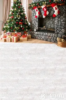 

Christmas Background Tree Gifts Brick Fireplace Custom Photographic Backdrops For Photo Studio sfondo fotografico