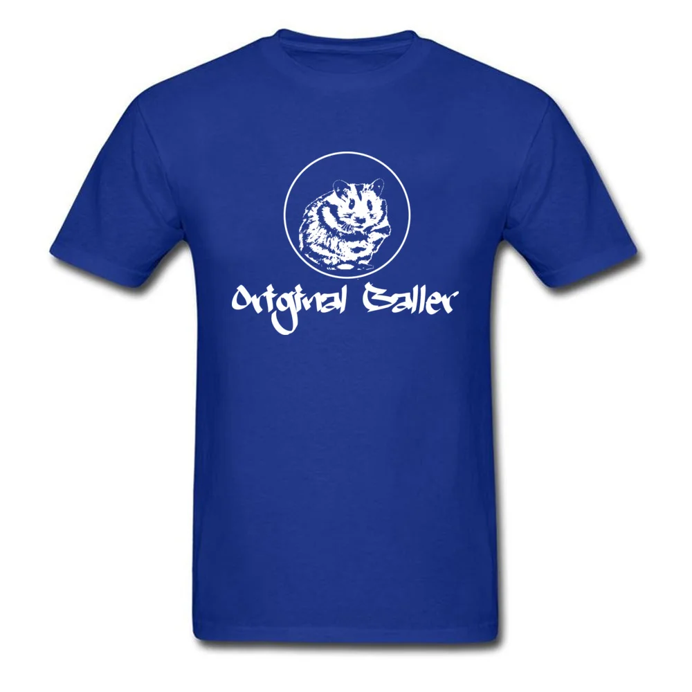 Hamster Baller Tshirts Printed Short Sleeve Cute Round Neck 100% Cotton Tops Shirt Geek T Shirt for Men Summer Hamster Baller blue