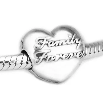 

100% 25 Sterling Silver Family Forever Clip Charms Beads for Women Fits Original Bracelets DIY Fine Charm Silver 925 Jewelry