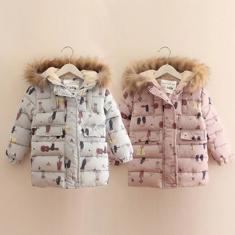 Детская стеганая куртка с капюшоном и меховым воротником на зиму|winter girls|winter jacket