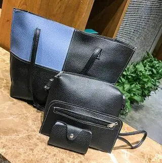 Новая модная сумка через плечо женская сумка из четырех частей женская сумка - Цвет: Синий