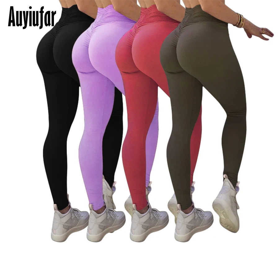 Auyiufar ruched jegging Брюки для девочек для женщин athleisure фитнес тонкий высокая талия эластичный приседания Спортивная active wear work out pant