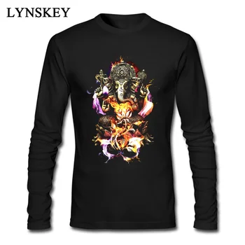 

2018 Divine Design Om Black Tee Shirt Ganeshay Long Sleeve Shirts Namah Custom Family Cotton T-shirts For Man