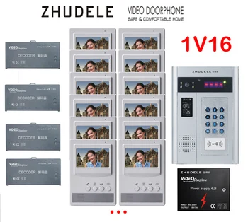 

ZHUDELE Building Home security intercom system 16 Units Apartment Video Door Phone Bell Intercom System 4.3"TFT monitor IN STOCK
