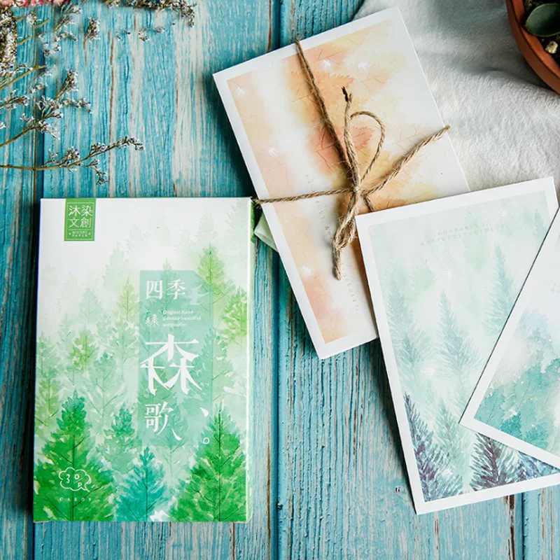 

30 Pcs/pack Creative Cartoon Four Seasons Greeting Card Postcards Birthday Business Gift Card Set Message Card Stationery