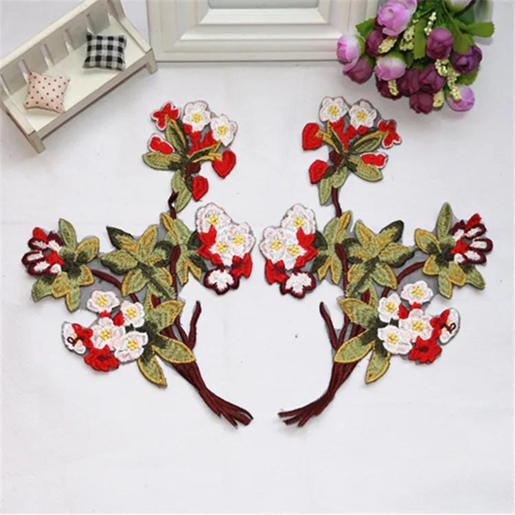 two pair floral Applique Applique Embroidery sew on Accessory DIY
