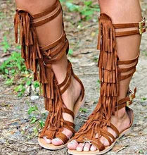 2015 heiße verkaufende ausschnitte kniehohe sandale stiefel frau fashion fransen buckle strappy falt gladiator frau summrt stiefel