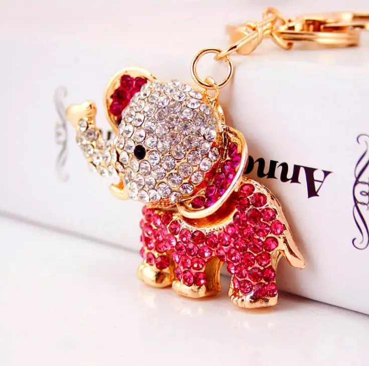 Bling кристалл горный хрусталь милый слон металлический автомобильный брелок с кольцом брелки кошелек Подвески Сумочка подвеска брелок SN565 - Цвет: 1