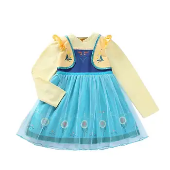 

Girl Princess Dress Snowflake Cartoon Halloween Christmas Performance Long Sleeve Dress Children Clothing 2-6 Years L763