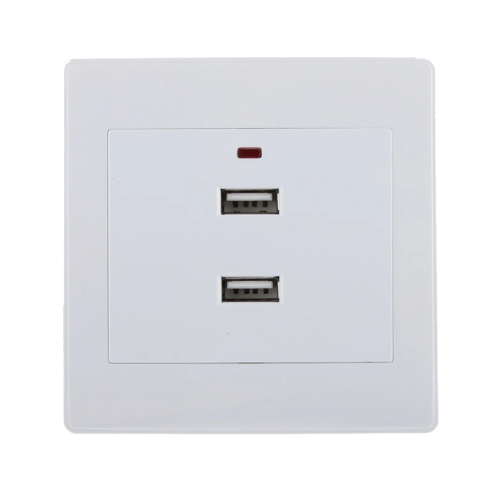 Dual USB Electric Wall Socket Charger AC Power Outlet Plate Panel Station Plug White