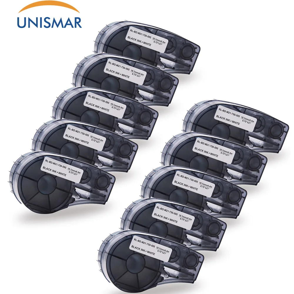 

Unismar 10PCS M21-750-595 19.1mm * 6.4m High Adhesion Vinyl Film Label Tape Compatible For Brady BMP21-PLUS Printers Labelmaker