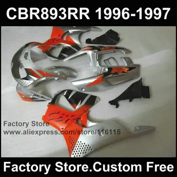 

Custom free fairing kits for HONDA CBR900RR 96 97 CBR893 RR 1996 1997 orange silver motorcycle CBR 893 fairings kit