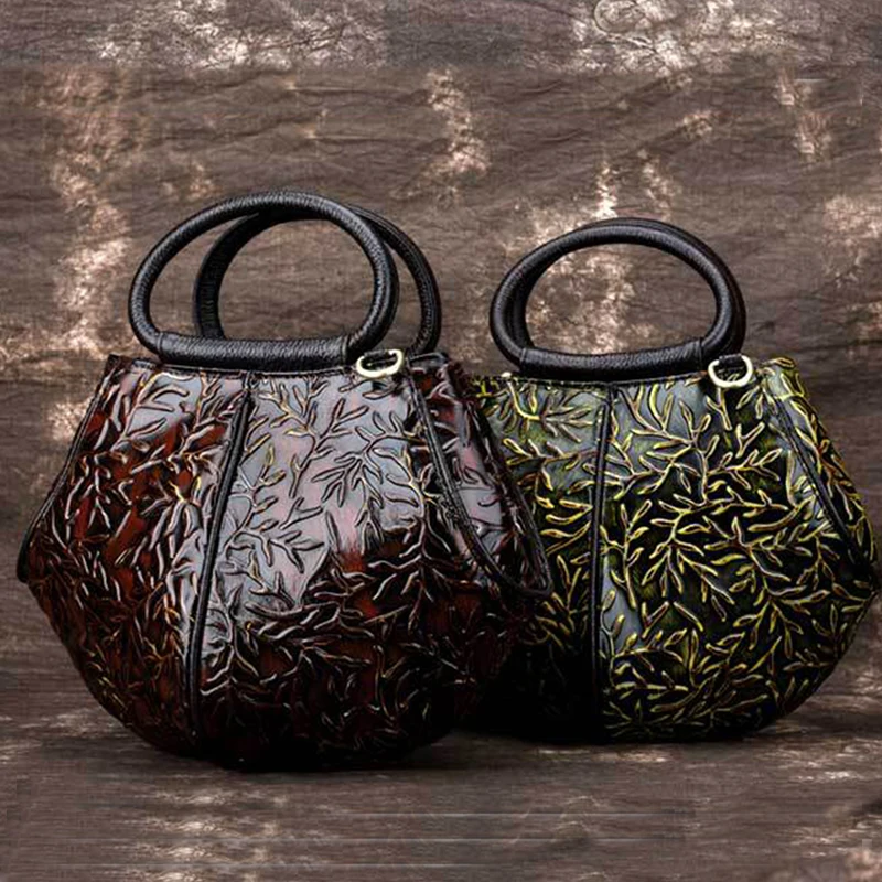  100% Genuine Leather Handbag Women Vintage Trend Hobo Shoulder Messenger Bag Natural Cowhide Cross  - 32769009414