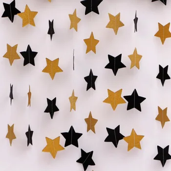 

Gold Gold Silver Paper Garland Star String Banners Wedding Banner For Party Home Wall Hanging Decoration Baby Shower Favors