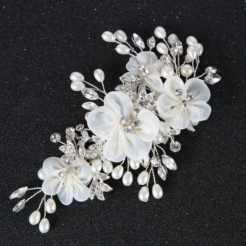  Le Liin New Silk Flower Hair Clip Bridal Hairpin Bride Barrette Headpiece Wedding Hair Accessories 